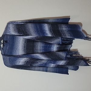 Gently Used Blue, Gray, and White Long Sleeve Cardigan/Sweater